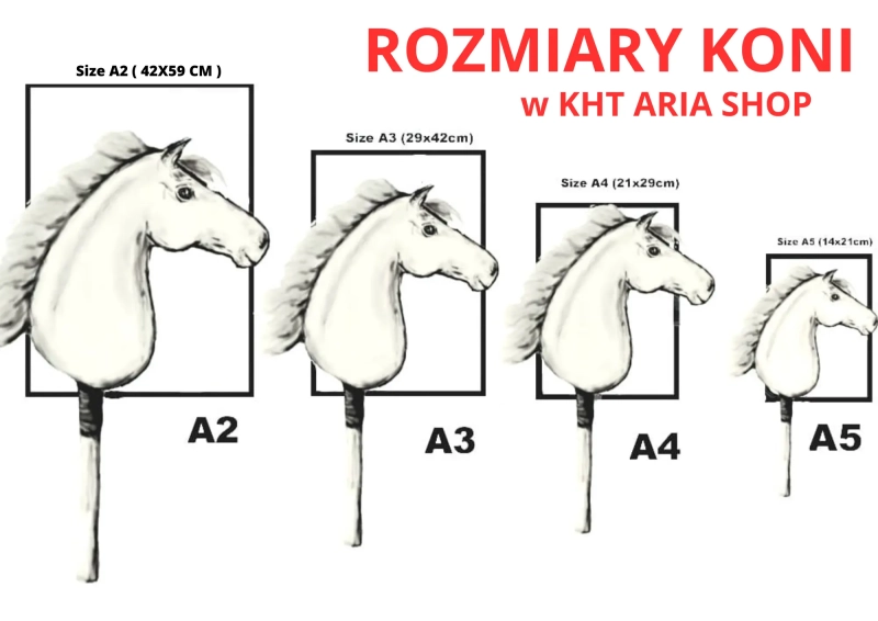 WYSYŁKA NATYCHMIASTOWA - Zestaw 5 - hobby horse A4 z krótkim kijem, cordeo, brelok