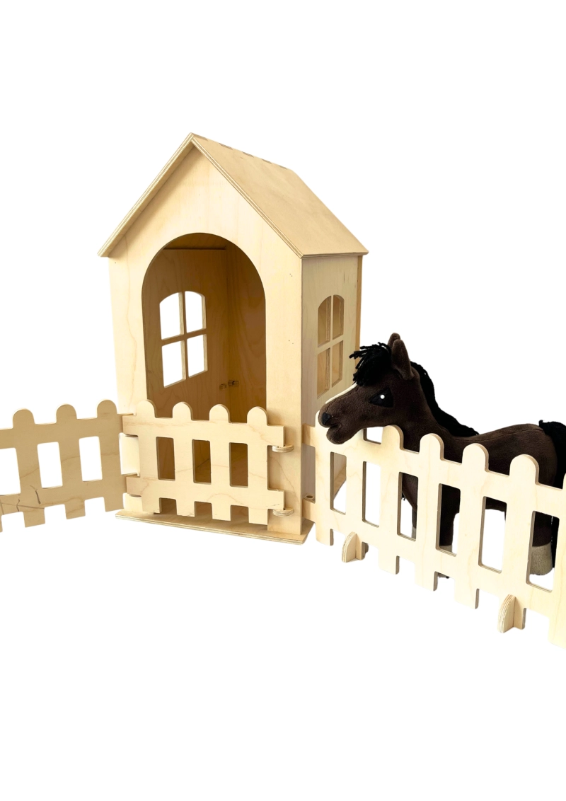 Drewniana stajnia dla BABY HORSE MINI + BABY HORSE MINI - Bay prototyp + losowe akcesoria w gratisie - LIKWIDACJA KOLEKCJI!
