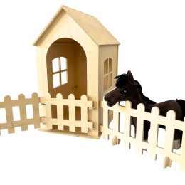 Drewniana stajnia dla BABY HORSE MINI + BABY HORSE MINI - Bay prototyp + losowe akcesoria w gratisie - LIKWIDACJA KOLEKCJI!