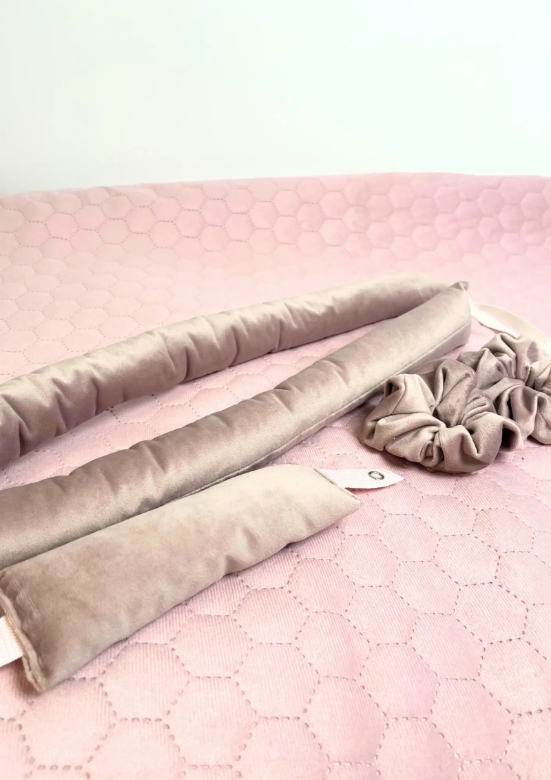 WAŁKI DO KRĘCENIA WŁOSÓW NA SUCHO White Lady in Pink - wałek długi , wałek na grzywkę, 2xscrunchie