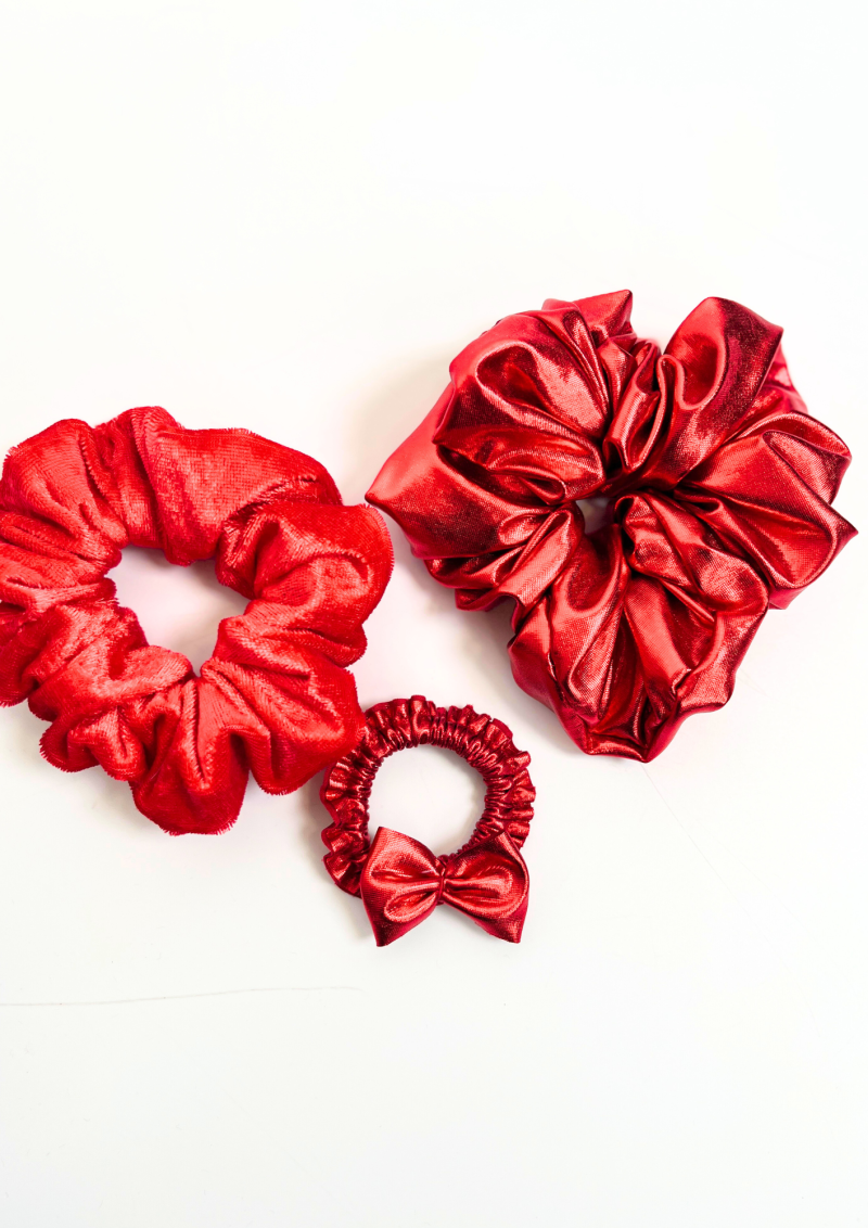 ZESTAW 3 gumki scrunchie Cherry Lady - L, L, M