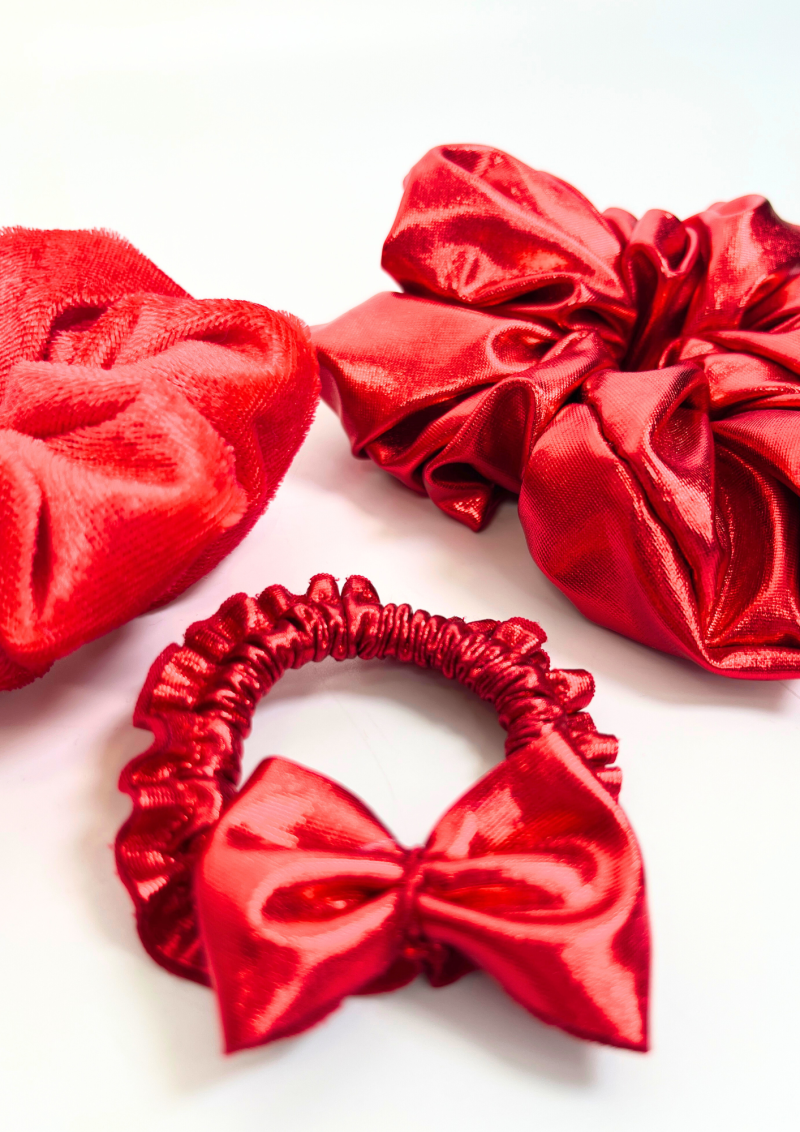 ZESTAW 3 gumki scrunchie Cherry Lady - L, L, M