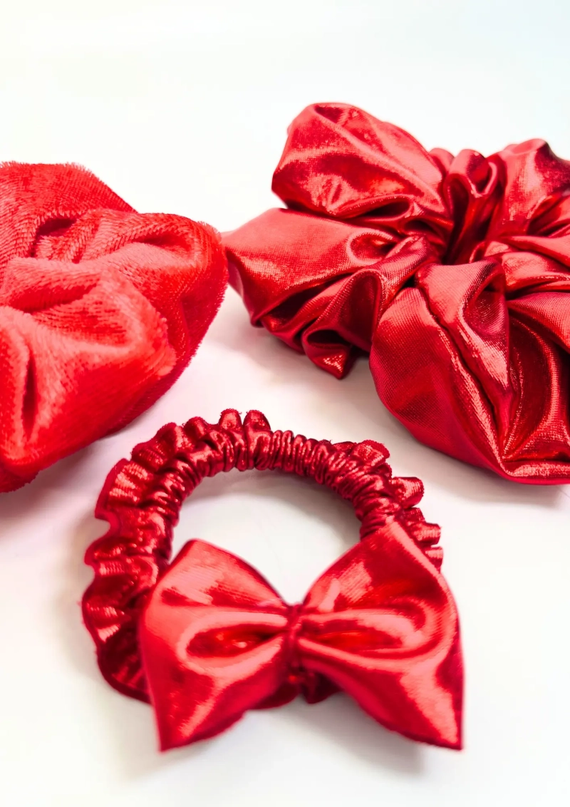 ZESTAW 3 gumki scrunchie Cherry Lady - L, L, M