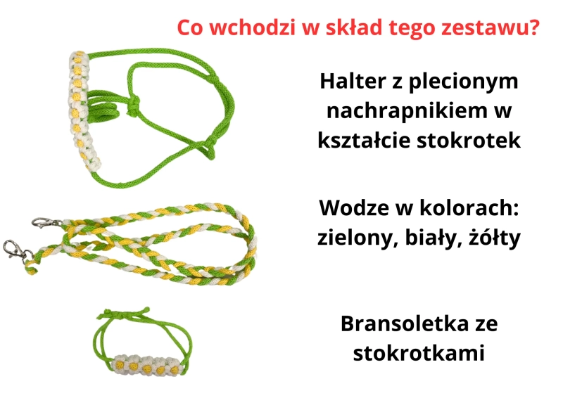 ZESTAW STOKROTKA – halter, wodze, bransoletka