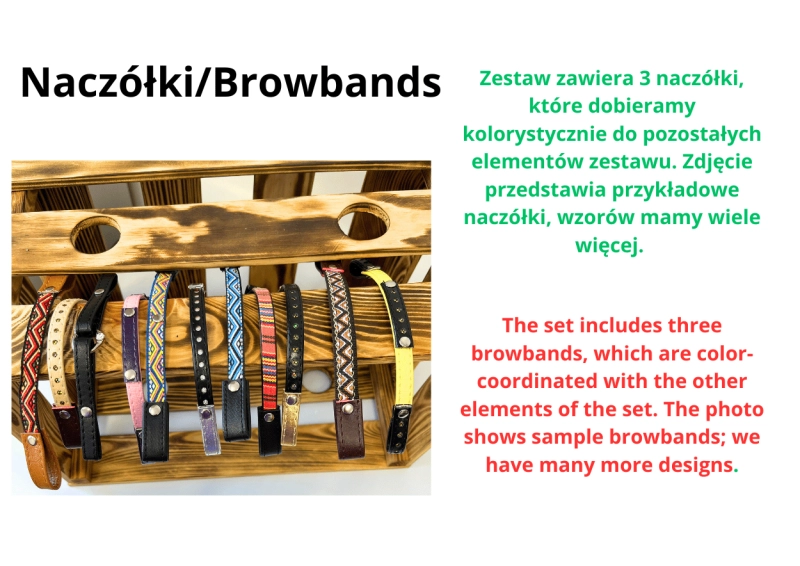 ZESTAW AKCESORIÓW - 6 ELEMENTÓW (derka, nauszniki, ogłowie, wodze, 3 naczółki, 10 charmsów ) - RÓŻNE KOLORY DO WYBORU