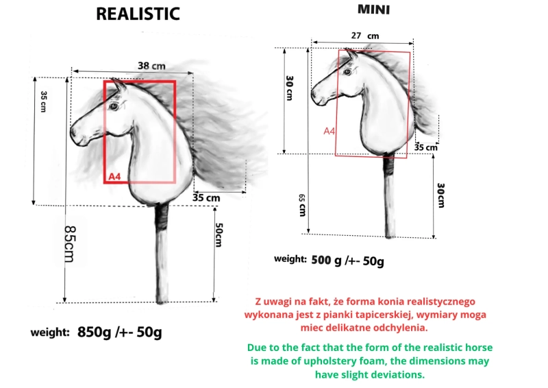 Głowa dla realistycznego konia hobby horse A4/A3