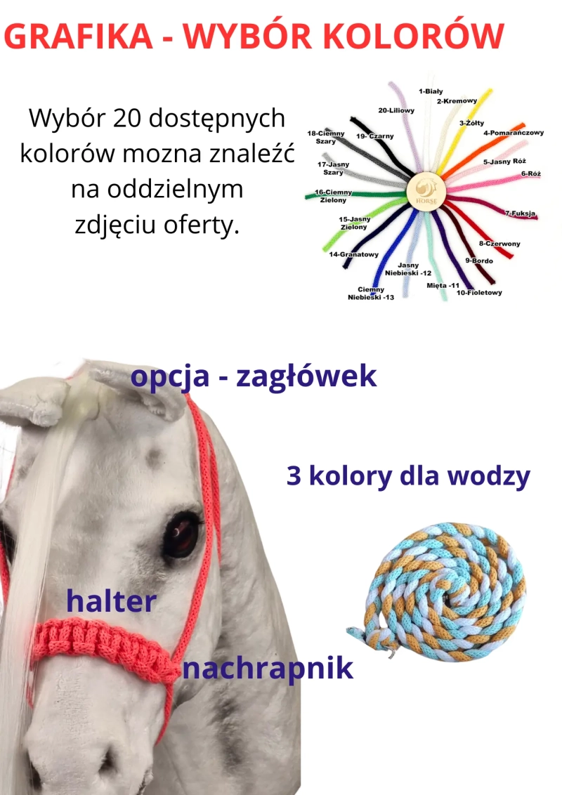 Halter z wodzami dla hobby horse realistik