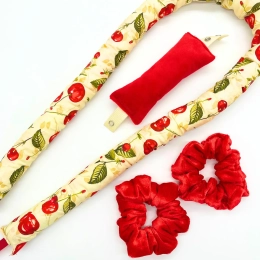 WAŁKI DO KRĘCENIA WŁOSÓW NA SUCHO Cherry Lady - wałek długi , wałek na grzywkę, 2xscrunchie
