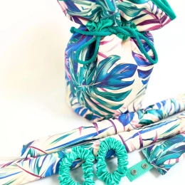 ZESTAW 2 Mint - kosmetyczka, wałki do kręcenia na sucho, 2xscrunchie