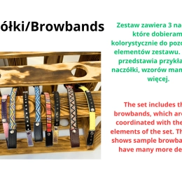 ZESTAW AKCESORIÓW - 7 ELEMENTÓW (derka, nauszniki, ogłowie, wodze, 3 naczółki, 10 charmsów, zestaw szczotek ) - RÓŻNE KOLORY DO WYBORU