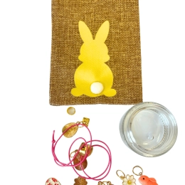 BOX WIELKANOCNY - 3 woreczki z zawartością+naklejki+słodycze